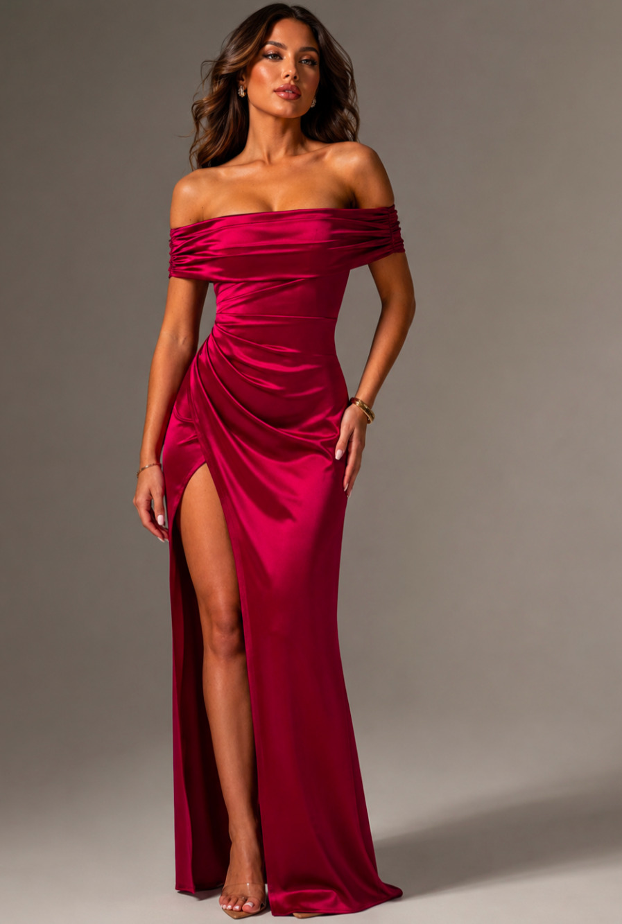 Babyboo Gwendolyn Burgundy Satin Maxi Dress Size S NWT